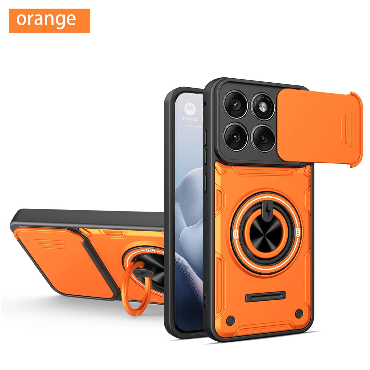 Case for Motorola Moto Edge 70 60 50 Fusion 60 Pro G86 G56 G06 G15 G05 Sliding Camera Lens Protector Ring Bracket Hybrid Cover