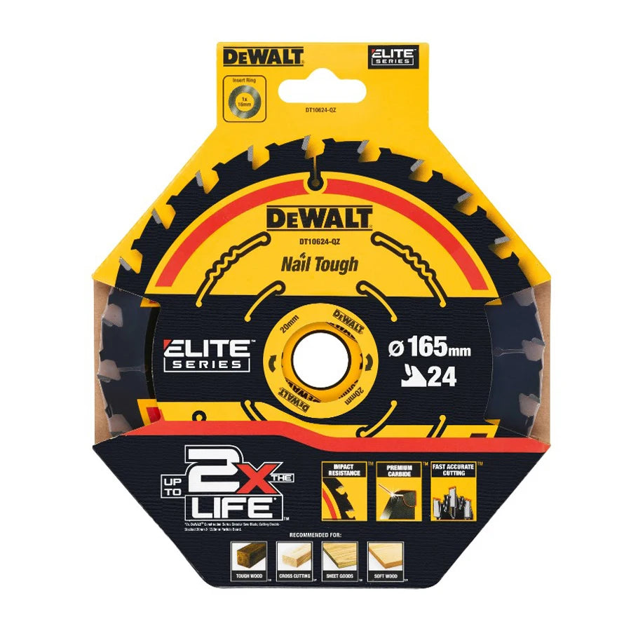 DEWALT DT10624-QZ 1/3pcs 24T Construction Circular Saw Blade for Woodworking 165×20MM Multipurpose Power Tool Accessories