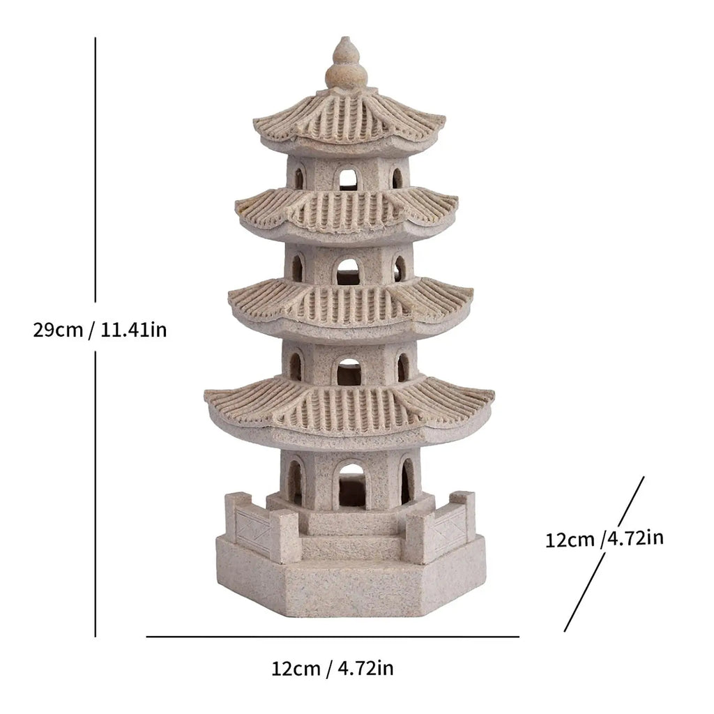 Solar Pagoda Lantern Garden Statue Outdoor Zen Inspired Japanese Lamp Ornament for Landscape Balcony Garden Porch Patio Pathway