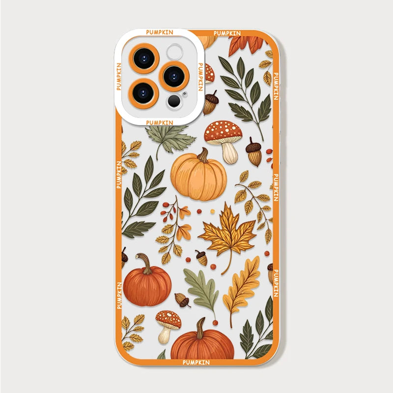 Retro Autumn Maple Leaf Pumpkin Pattern Phone Case for Motorola Moto Edge 40 Pro G85 G73 G71 G60 G52 G32 G9 Play 5G Soft Covers