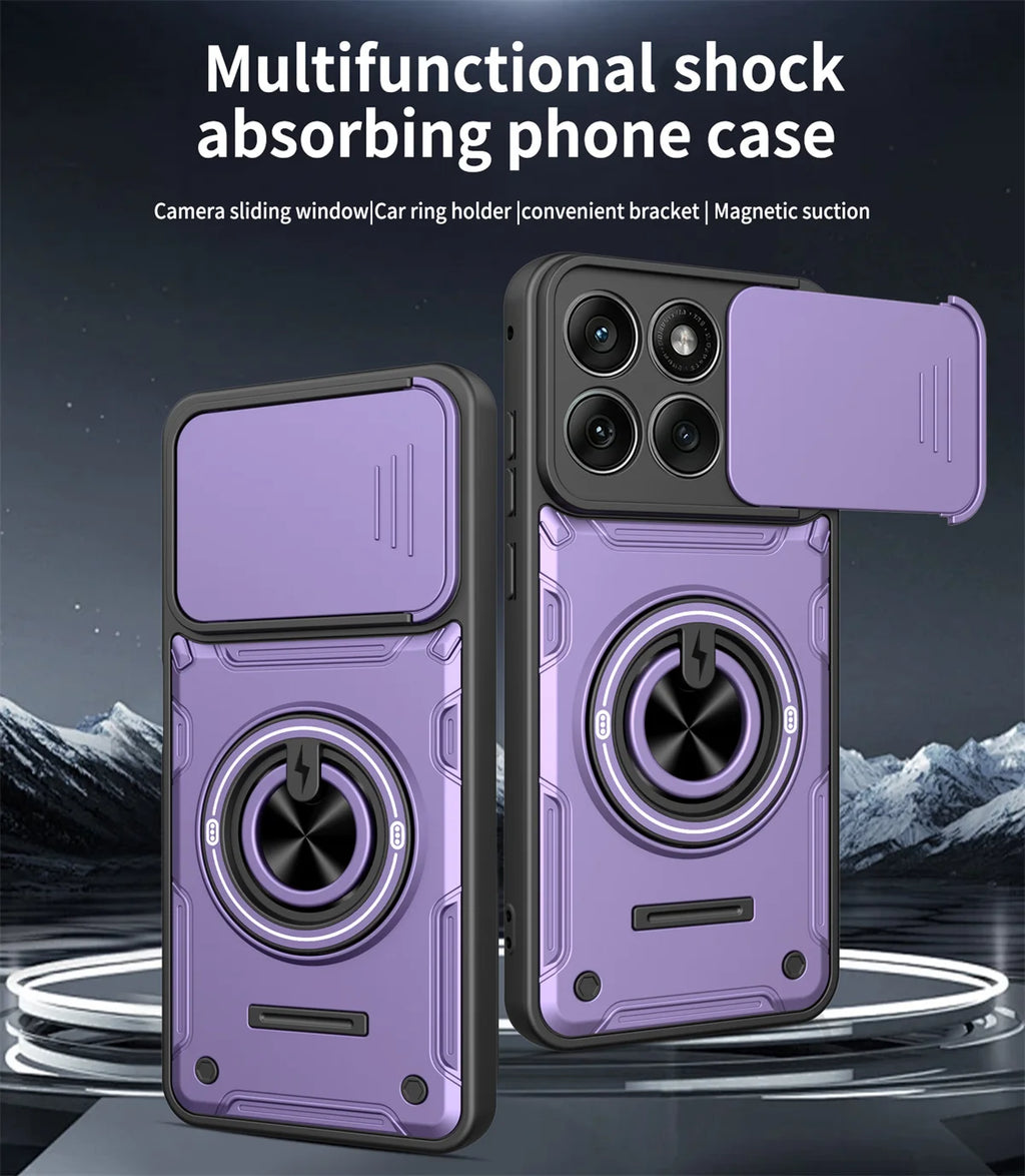 Case for Motorola Moto Edge 70 60 50 Fusion 60 Pro G86 G56 G06 G15 G05 Sliding Camera Lens Protector Ring Bracket Hybrid Cover