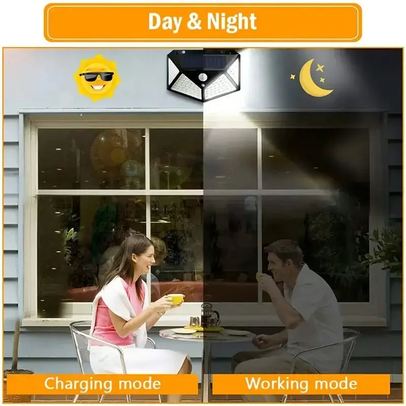 100LED Outdoor Solar Garden Light Outdoor Motion Sensor Lights Waterproof Solar Wall Lamp for Garden Fence Yard Pathway Stairs