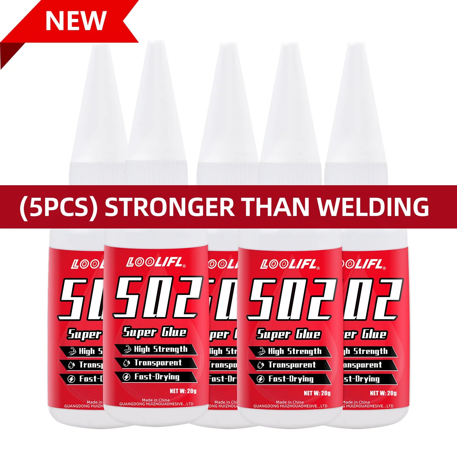 1-5Pcs Loolifl 502 Super Glue Instant Quick-Drying Cyanoacrylate Adhesive Leather Rubber Wood Metal Strong Bond Liquid Glue Tool
