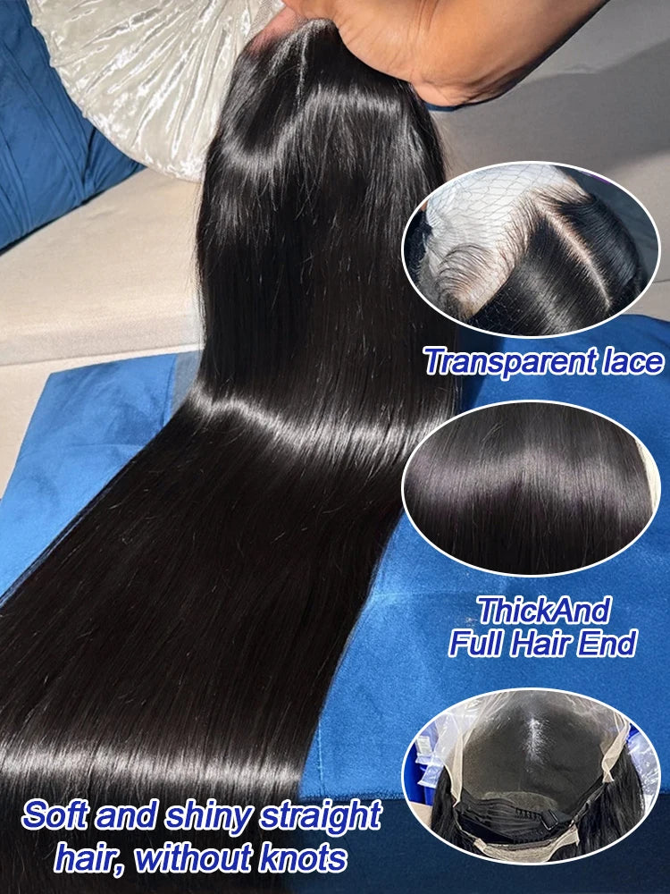  40 42 Inch Straight Human Hair Wigs 13x4 13X6 HD Lace Frontal Wig 300% Density Human Hair Remy Invisible Swiss Lace Wigs For Women